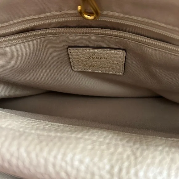 Lauren by Ralph Lauren Leather Taupe Satchel Bag Purse Organizer Tote NWOT - Picture 6 of 9